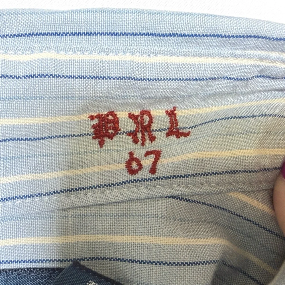 Custom Ralph Lauren Mens Blue White Striped R.L. Academy Bleecker St Shirt XL